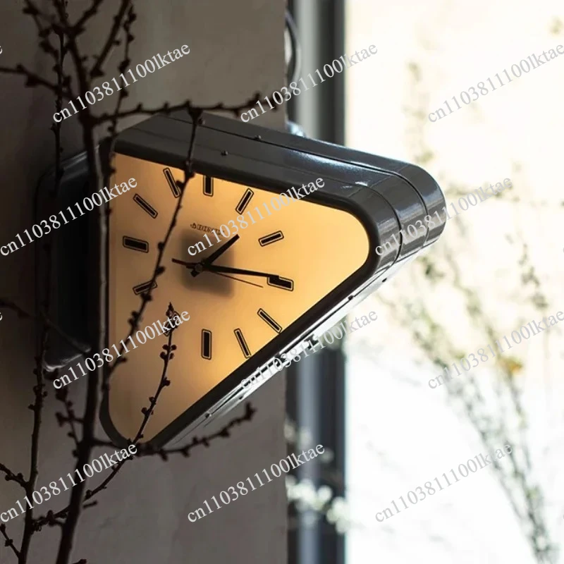 Minimalist Double-Sided Triangular Silent Wall Clock for Living Room Decoration, Modern Design with Silent Movement
