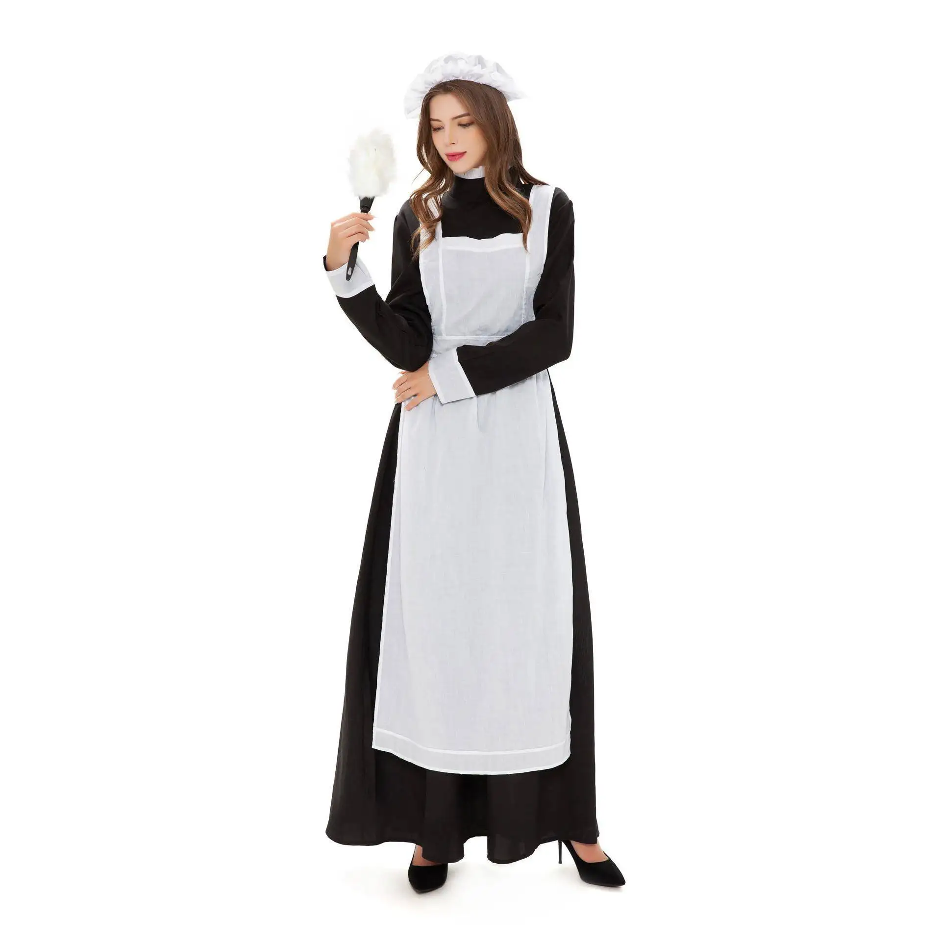 Adult 8th Century Monastery Nun Nighting Costume loween Cosplay round Ne Dr Women's Traditional Ethnic Stage Costume