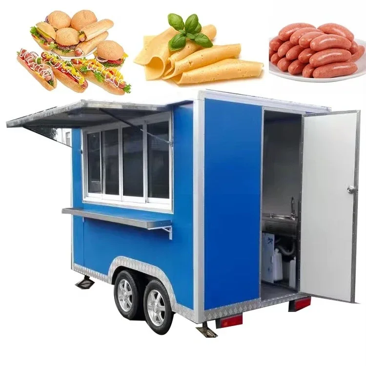 Mobile Catering Serving Cart With Surround Guard Rail Avoid Goods Slipping For Outdoor Fair Temporary Food Service Booth