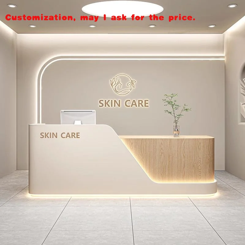 

custom.Modern Simple Solid Wood Hotel Beauty Salon Clothing Store Medical Aesthetics Clinic Reception Desk Cash Reg