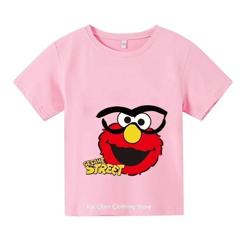 2024 Hot selling Sesame Street fashion children's boys and girls summer short sleeve sports short sleeve casual street style