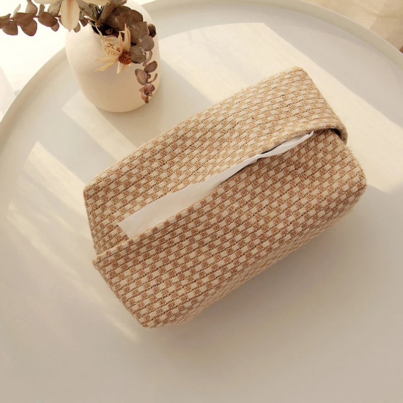 Nordic Cotton Linen Cloth Art Tissue Box Holder Car Tissue Holder Desk Table Napkin Holder Home Decor Handkerchief Box Gift