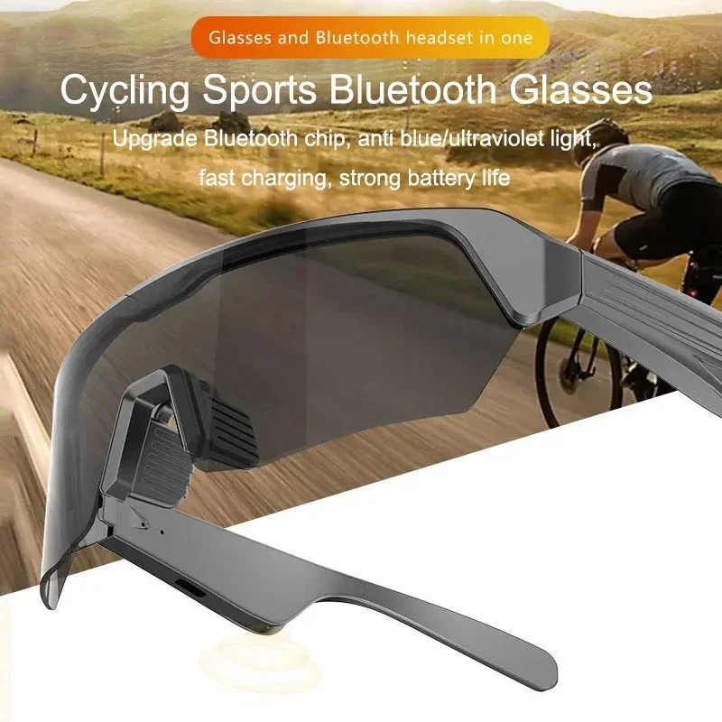 Cycling Bluetooth 5.3 Smart Glasses Phone Call Headset Sunglasses Sports Driving Music Headphones UV Protection Sunglasses