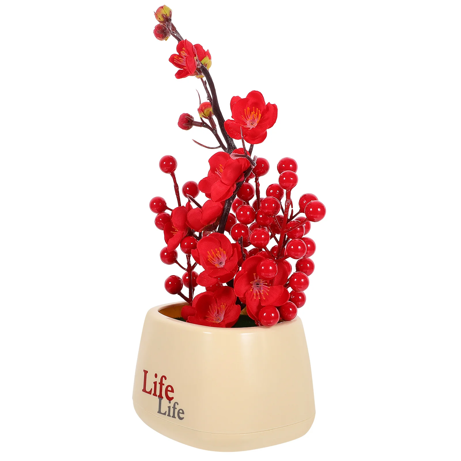 

Artificial Potted Plant Fruit Decor Plum Blossom Flowers Home Harvest Decoration Plants Small Fake
