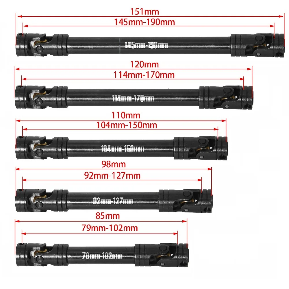 Arbre d'entraînement cannelé interne en métal, arbre de transmission à joint universel pour voiture 1/10 RC, inoler Axial SCX10, Gladiator YK4082, TRtage TF2, D110