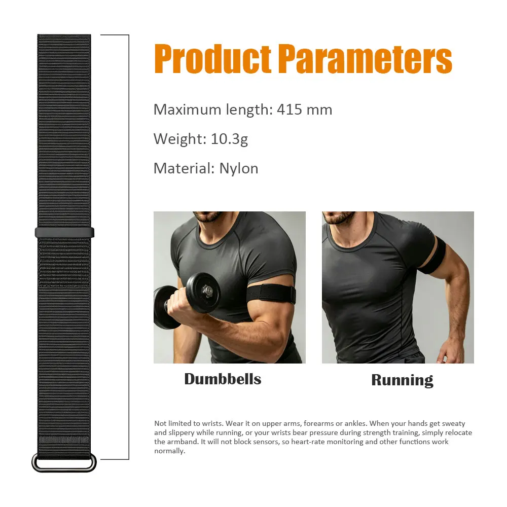 Atmungsaktives Nylon-Bizepsband Armband für Garmin CIRQA Smart Band Ersatz-Armbänder für Garmin Uhrenarmband – Detail 1