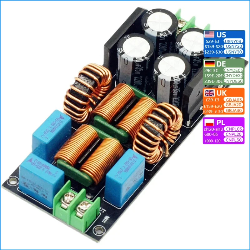 Nvarcher Power Filter Board Module EMI  AC Mains Purification HiFi Audio Noise  20A