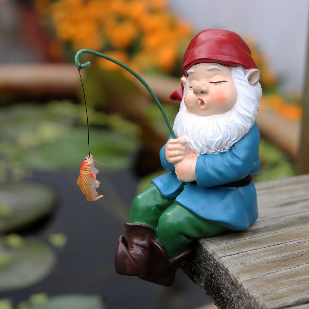 Kreative Gnome Statue Seil Angeln Cartoon Nette Harz Figur Tier Skulptur Ornament Hause Garten Outdoor Dekoration