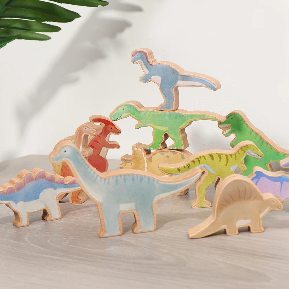 

Wooden Children Toys for Kids 3 To 6 Years Old Dinosaur Building Blocks Preschool Educational Wood Toy Baby Early Education