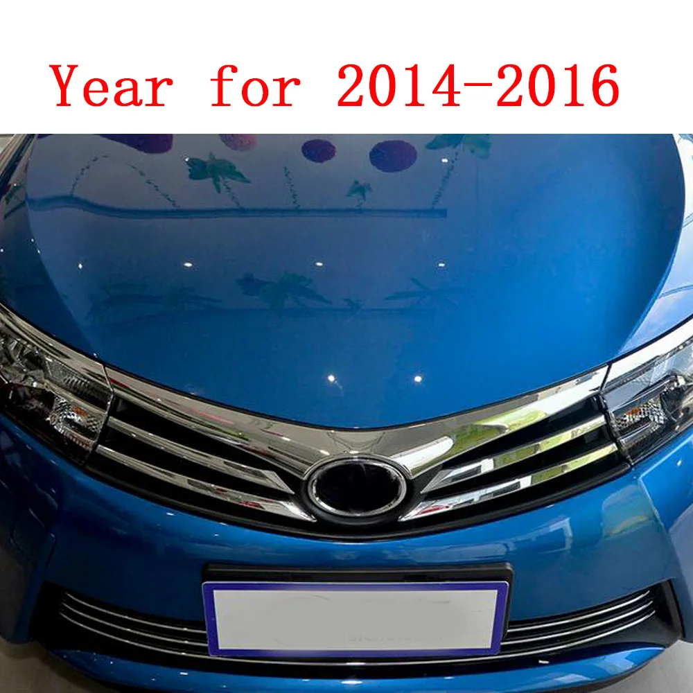 For Toyota Corolla Altis 2014 2015 2016 Car Body Styling Cover Detector ABS Chrome Trim Front Up Grid Grill Grille Hoods Eyebrow