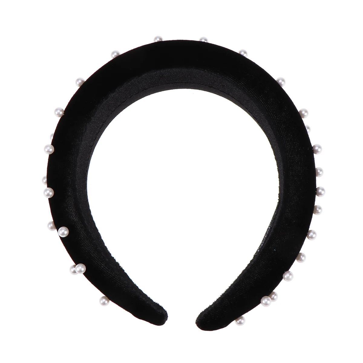 

Thickened Pearl Decor Hair Hoops Large Rims Comfortable Lightweight Lint Hair Accessories For Women Ladies Adults Black