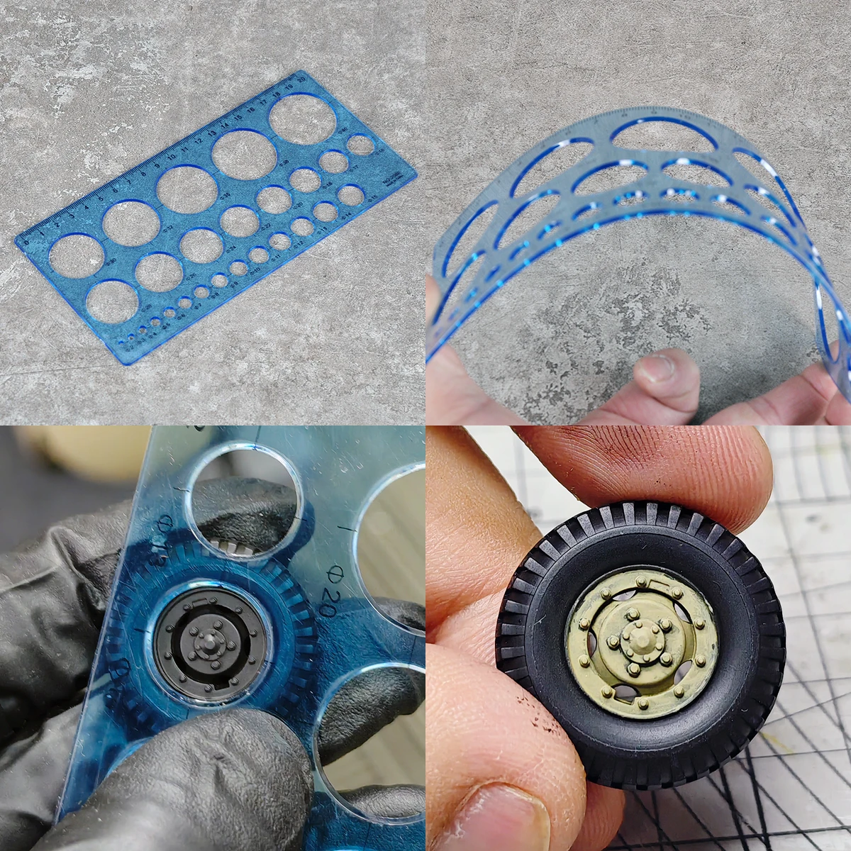 

Scale model kit painting tools Reusable Hollow airbrush stencil Spray mask for painting model tires rims idler/drive road wheels