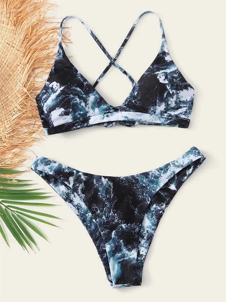 

Bikini Women Swimsuit 2024New Tie Dye Sling Bikinis Set Sexy Thong Swimwear Summer Two Piece Beach Wear Bathing Suit For Female