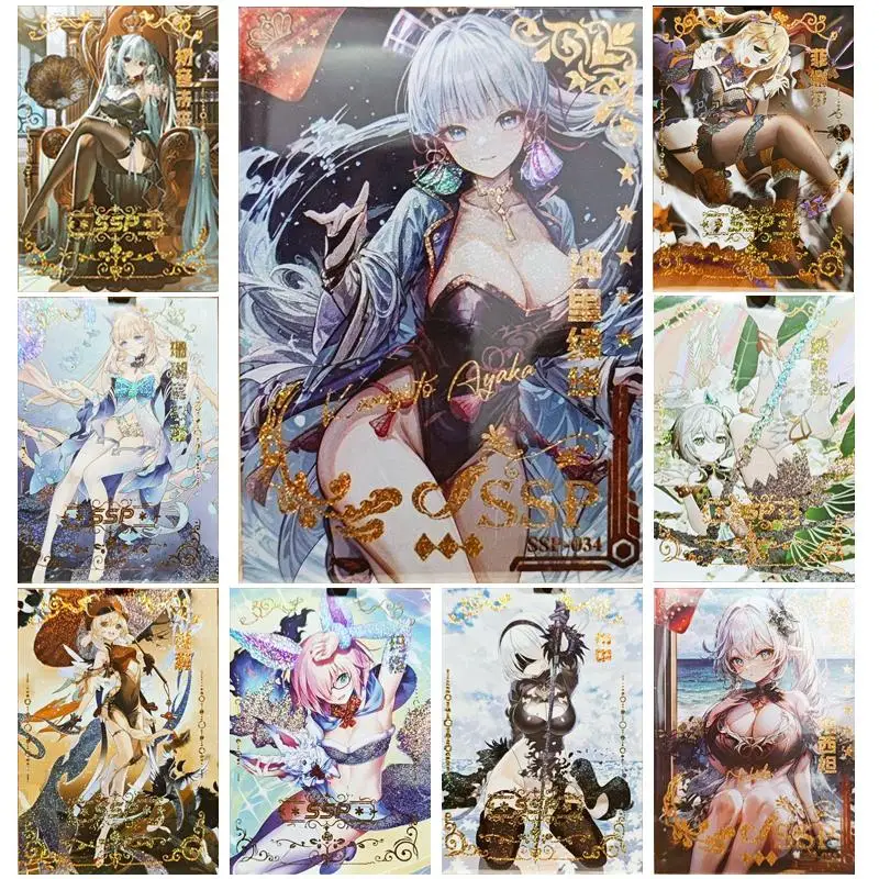 Meet The Goddess SSP Series Anime Hatsune Miku Kamisato Ayaka Cartoon Game Collection Rare Cards Board Game Toys Birthday Gift