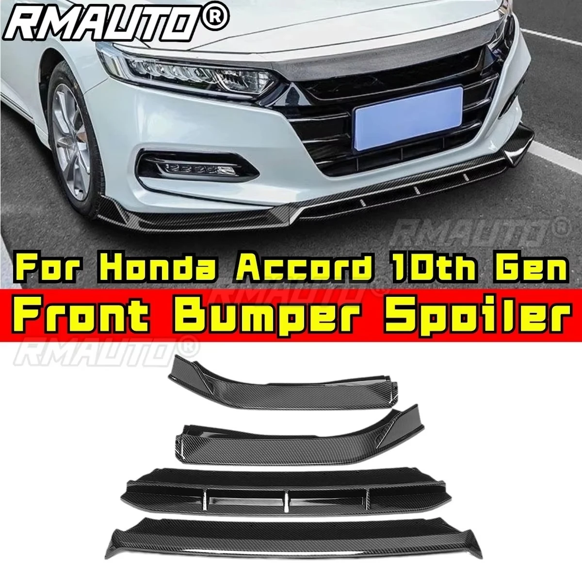 

For Honda Accord 10th Gen Car Front Bumper Lip Splitter Diffuser Spoiler Body Kit Gloss Black Bumper Lip Modification Part