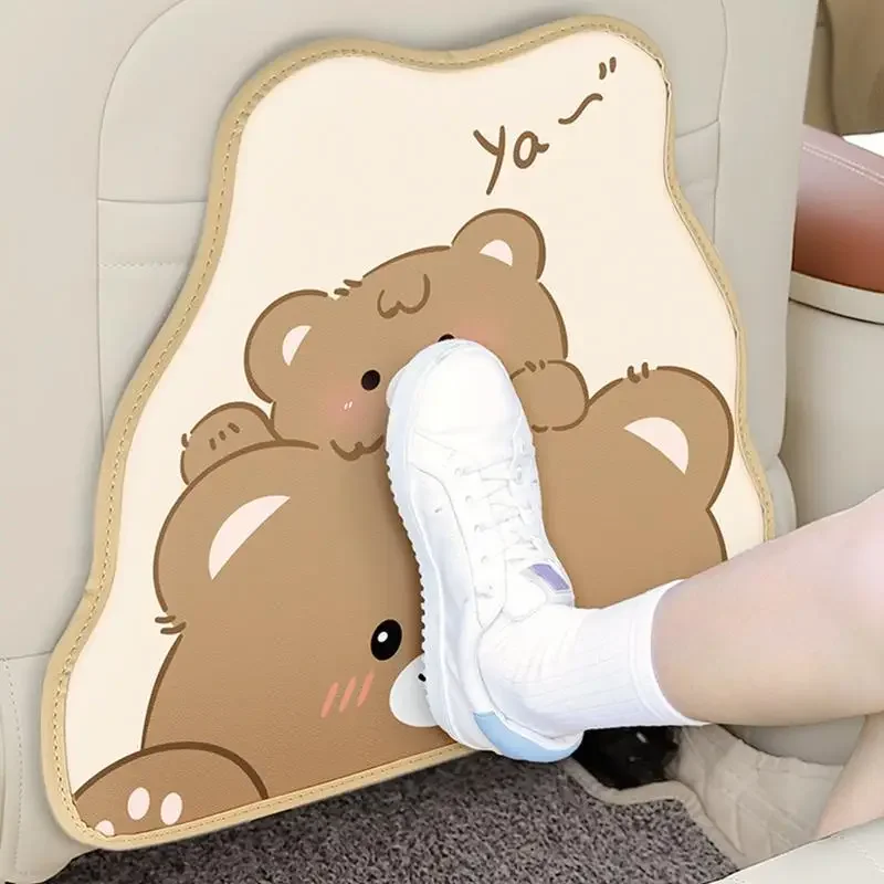 Kick Mats Back Seat Protector Cute Cartoon Animal With Hooks Rear  Mat Protect From