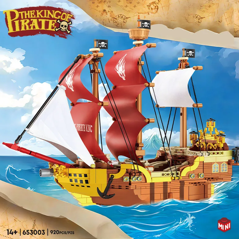 

Idea Caribbean Pirate King Ship Mini Block Vehicle Building Bricks Figures Model Educational Toys Collection For Boys Gifts