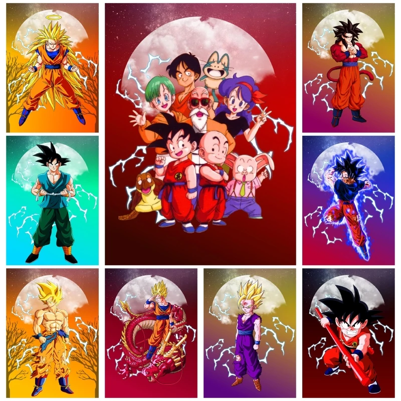 

Classic Anime Dragon Ball Poster Saiyan Goku Krillin Birthday Gifts Cartoon Figures Home Living Room Decoration Painting Gift