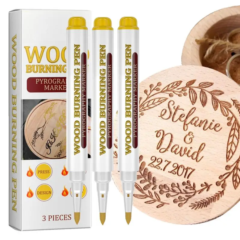 Wood Burning Marker Pen Scorch Pen for Wood Drawing Oil-Based Ink Wood Painting Tool for Walnut, Basswood, Poplar, and Birch