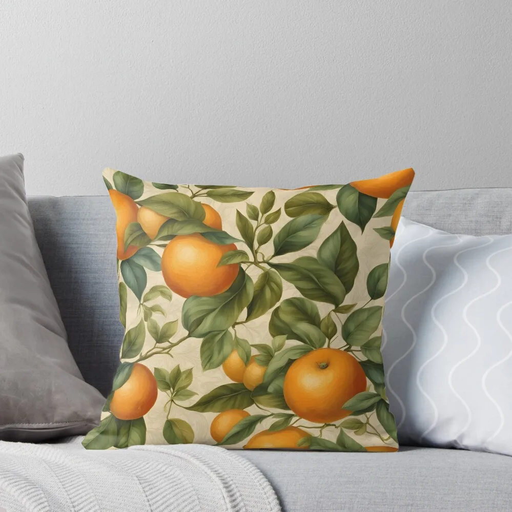 

Oranges with leaves in vintage style Throw Pillow Cushions For Children Anime Pillow