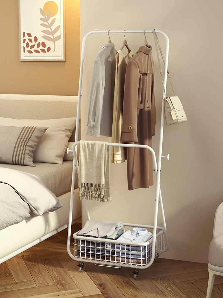 

Movable hanger Floor-to-ceiling bedroom clothes rack Coat rack Simple balcony drying rack