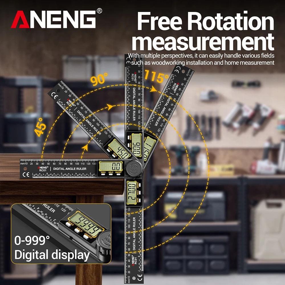 ANENG Hochpräzisions-360 ° Digitaler LCD-Winkelmesser, Winkelfinder, Holzbearbeitungswerkzeuge für Rauminspektion und -messung – Detail 18