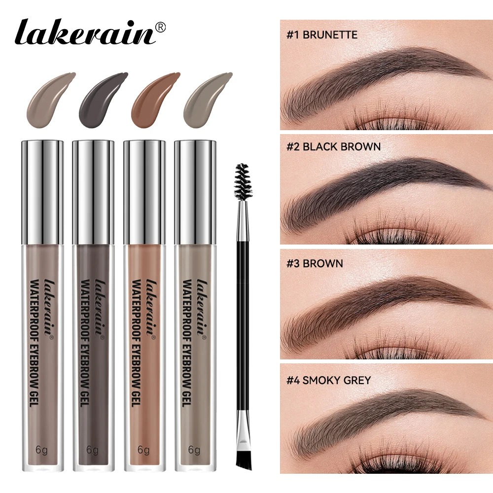 Lakerain Gel per sopracciglia impermeabile a prova di sbavature Asciugatura rapida Tenuta a lunga durata Trucco Gel setoso ad alta pigmentazione Texture Gel per sopracciglia