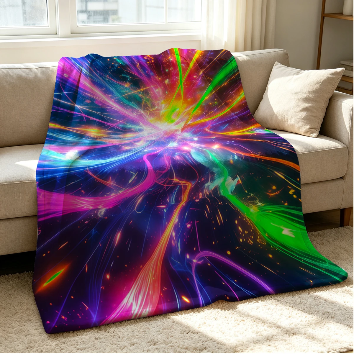 Cosmic Burst Flannel Blanket Warm Soft Halloween Christmas Couch Warm Cozy Decorative Decor Gift for All Season