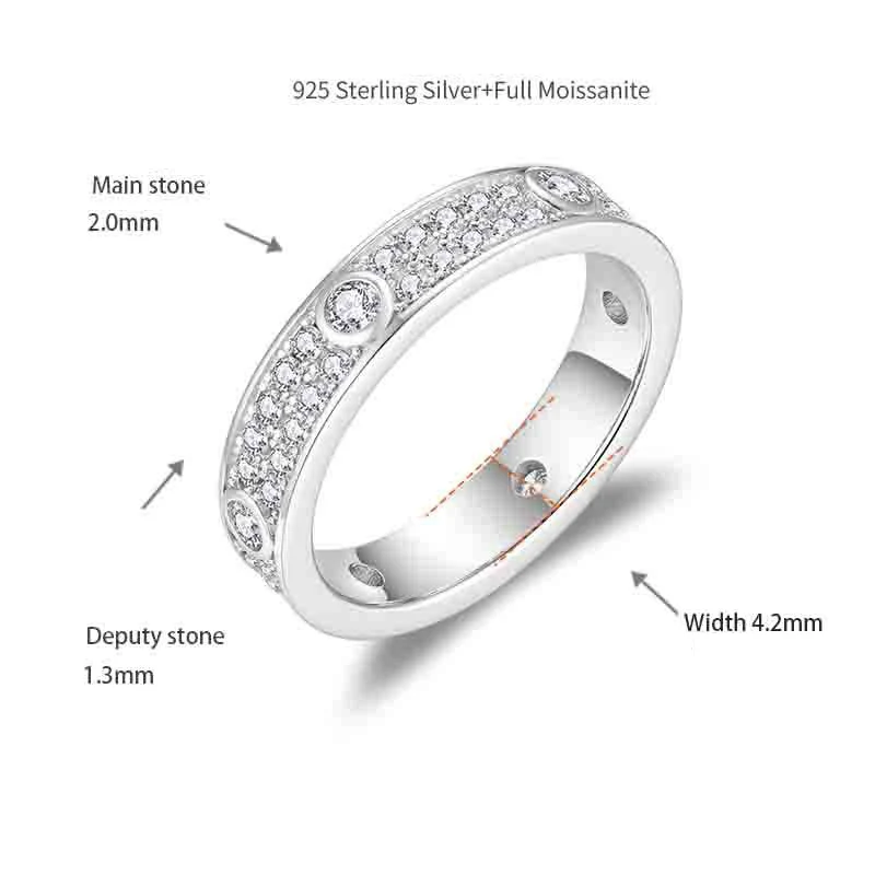 AButterfly 100% 925 sterling silver D Color Moissanite Wedding Ring Unisex Engagement Fine Jewelry Free Carving High-Quality