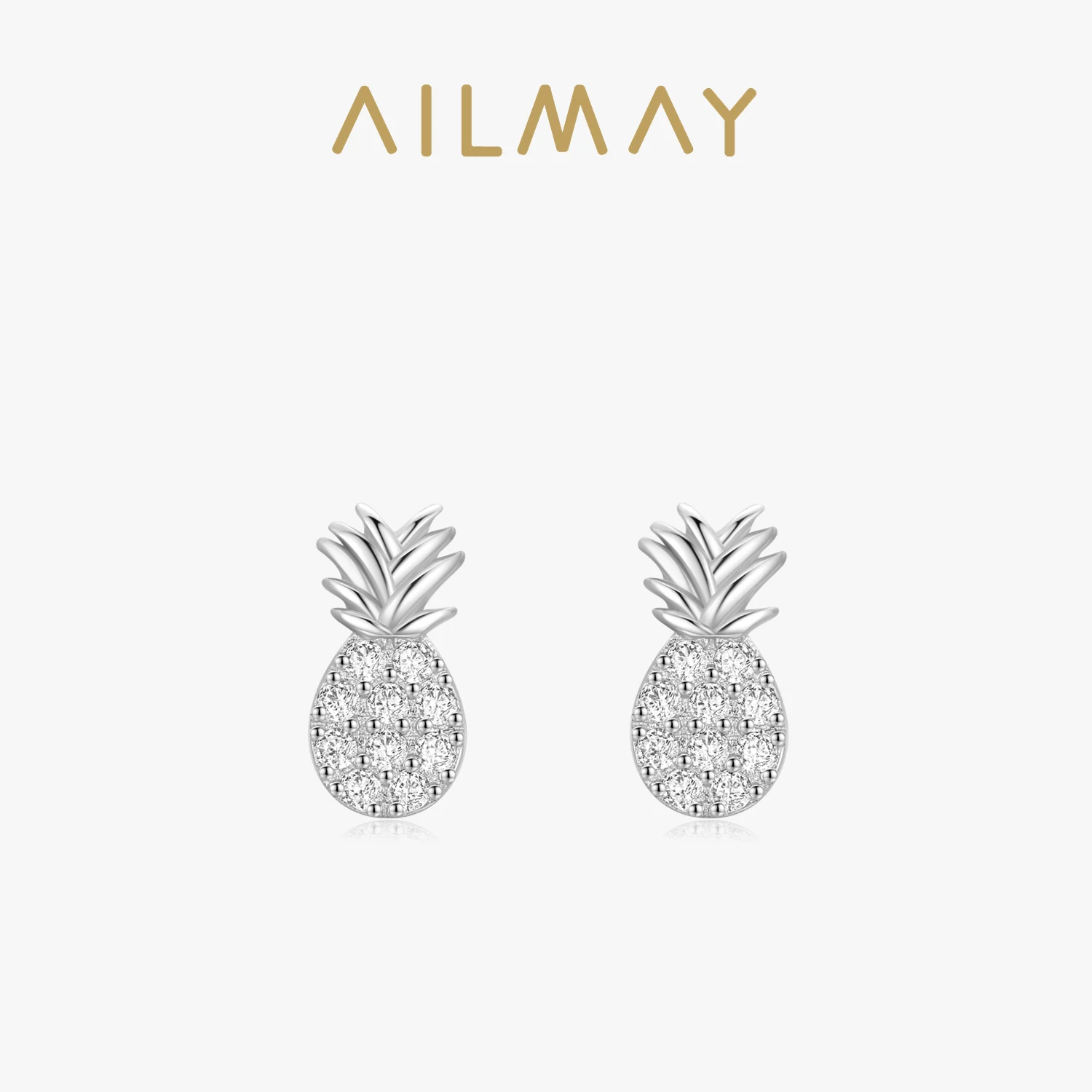 Ailmay Hot Sale Fashionc 925 Sterling Silver Sweet And Lovely Pineapple Fruits Earrings For Women Sterling Anti-allergy Jewelry