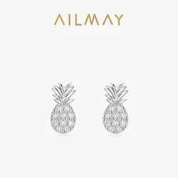 Ailmay Hot Sale Fashionc 925 Sterling Silver Sweet And Lovely Pineapple Fruits Earrings For Women Sterling Anti-allergy Jewelry