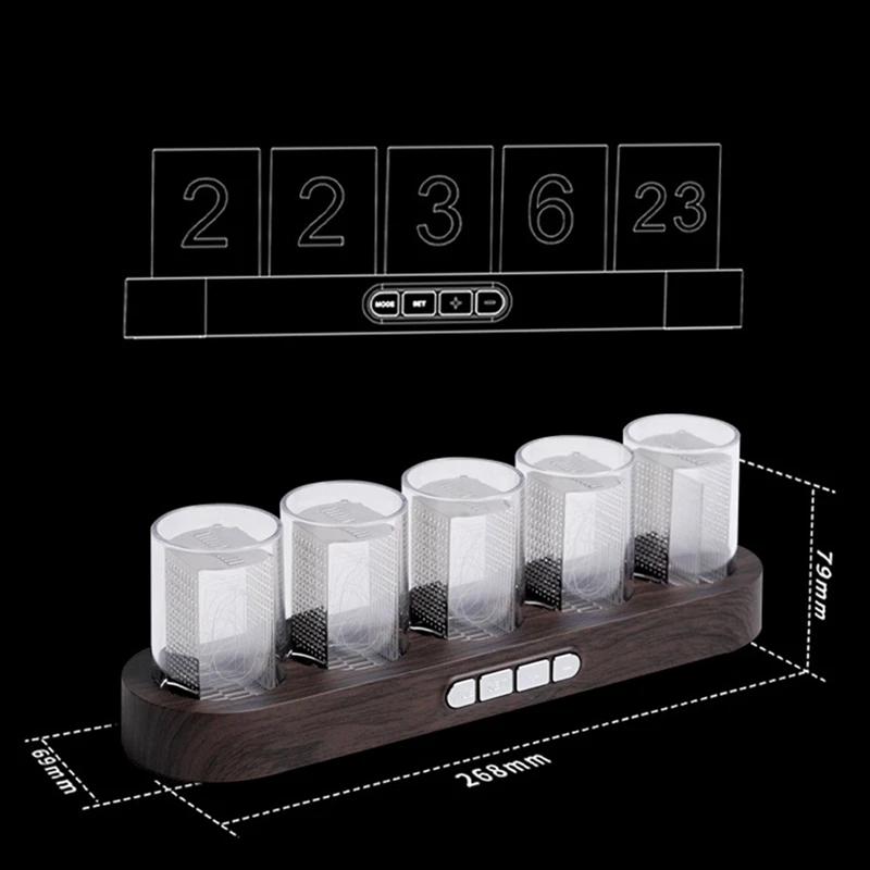 Digital Nixie Tube Clock With RGB LED Glows Light For Home Desktop Decoration DIY Idea Birthday Gift Reusable White