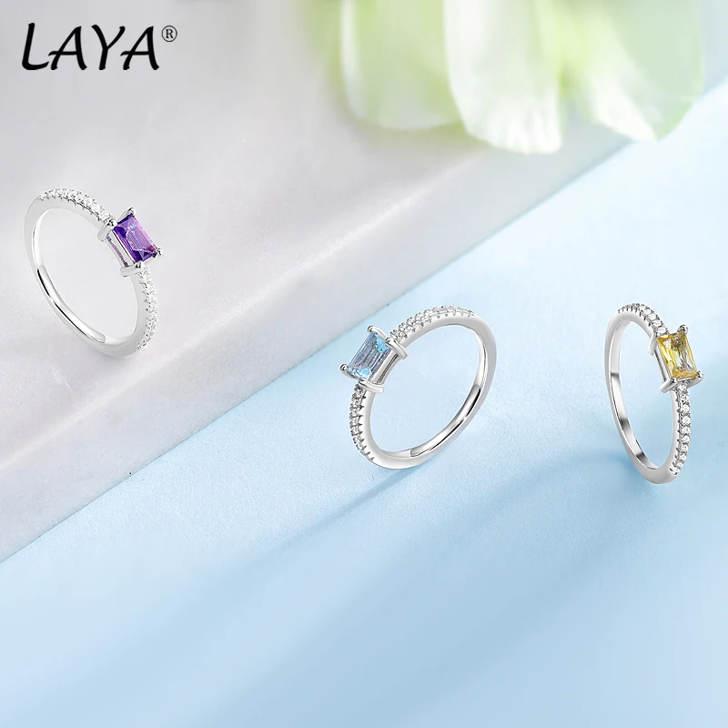 

Женские кольца Laya натуральный фиолетовый кристалл 100% 925 чистое серебро романтика роскошь ювелирные подарки 2025 мода