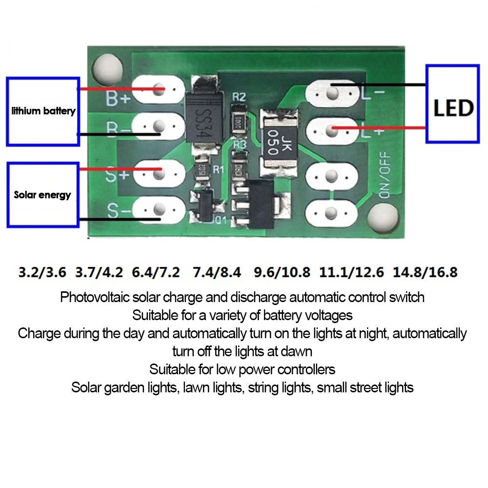 Solar Generator Charge Controller Auto Light Control Circuit Switch Lithium Battery Charging Board for Garden/Lawn/Street Lights