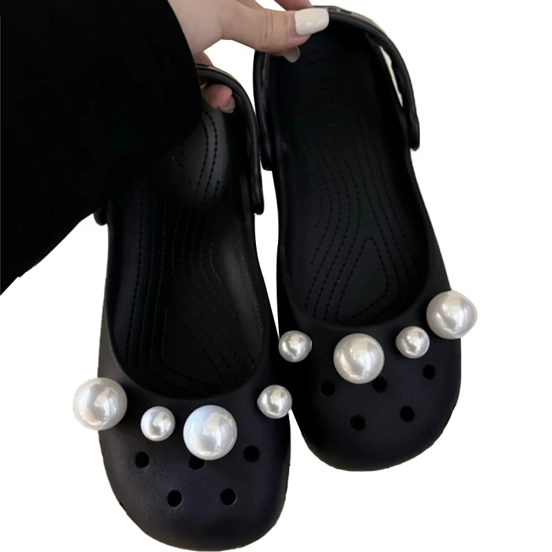 1 Set Elegante Polka-Dot-Schleifen-Perlen-Schuhcharms für Clogs, luxuriöse Perlenquasten-Schuhdekorations-Pins, Schuhzubehör für Damen – Detail 5