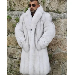 Men's Winter Jackets Real Silver Fox Fur Coat Mid-Length Best Selling 2023 Warm Mens Fox Fur Jacket