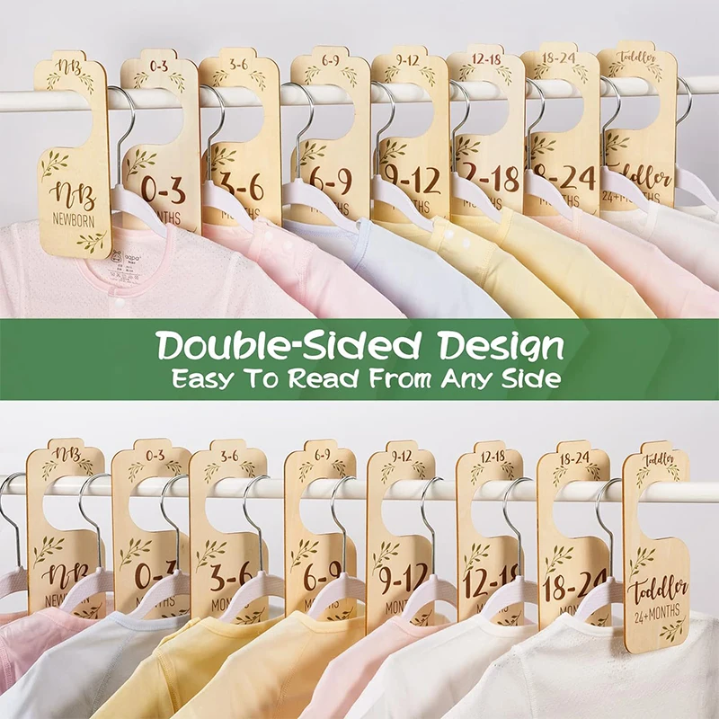 8pcs/set Storage Organizer Home Newborn To 24 Month Gift Baby Closet Divider Size Dividers Wood Card Clothes Hanger