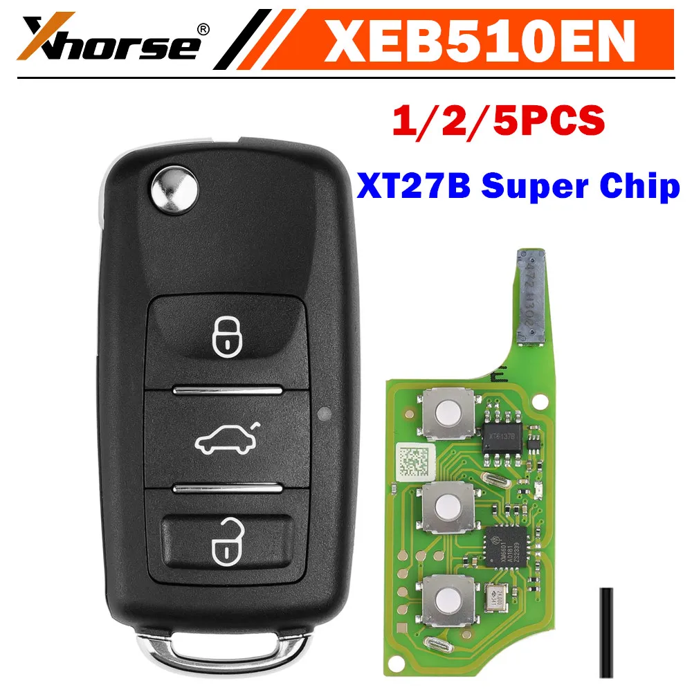 

1/2/5 шт. Xhorse XEB510EN супер дистанционный ключ с суперчипом XT27B для Volkswagen типа B5, рабочий с мини-инструментом для ключей/Max Pro/VVDI2