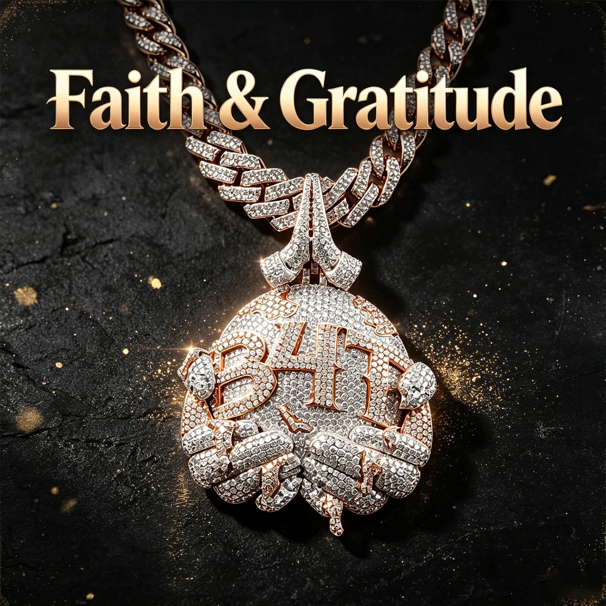 Iced Out Round 3D Number Hand Gesture Hip Hop Pendant Necklace 18K Gold Plated Full Micro Paved Shiny Cubic Zircon Bling Heavy Duty Mens Rapper Statement Jewelry Perfect Gift For Party Stage Performance Daily Street Fashion Wear Compatible With Cuban Link