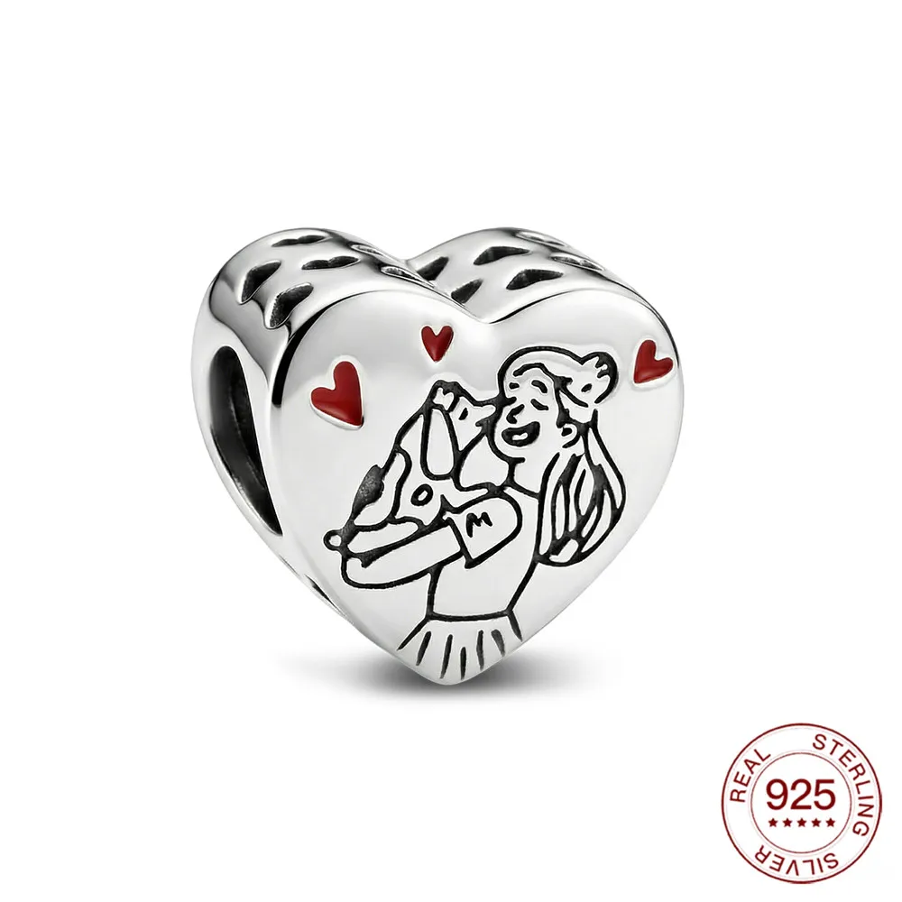 New 925 Sterling Silver Girl's Pet Hand-drawing Bead Charm Original Beads For Women DIY Bracelet Jewelry Making Everyday Gift