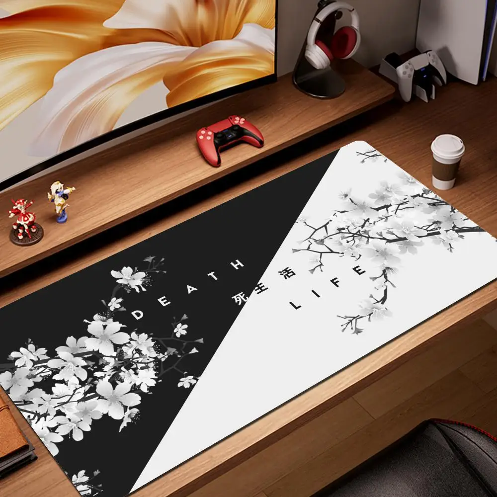 

Black and White Cherry Blossom Gaming Mouse Pad 900x400 XL Extended Large Mouse Mat Desk Pad Non Slip Rubber Mousepad Gamer