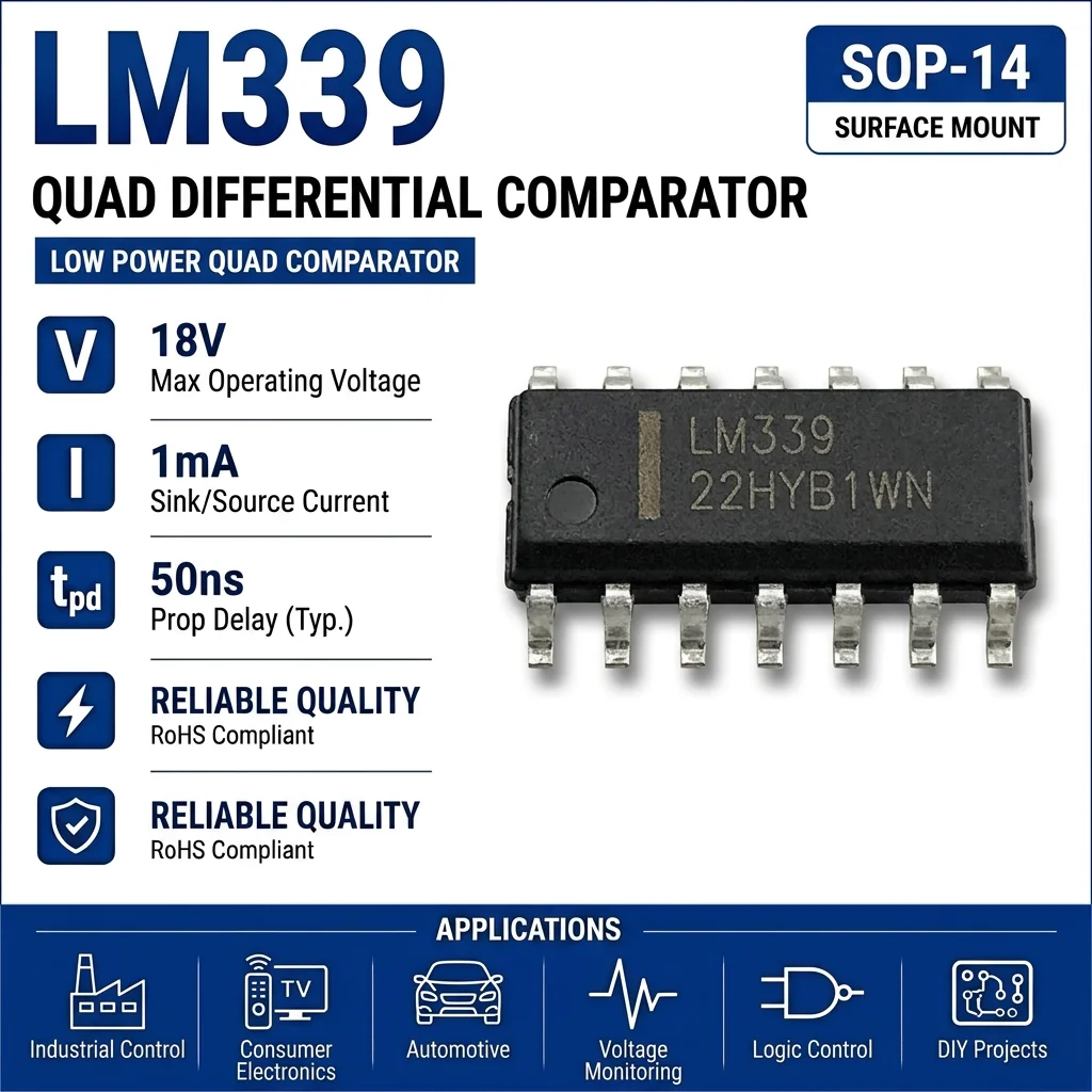 (25 pcs) LM339N DIP-14 /LM339DR SOP-14 LM339 Quad Voltage Comparator