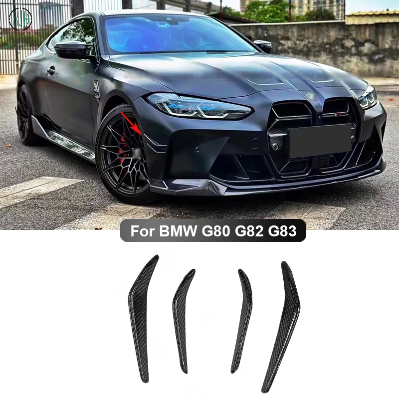 For BMW M3 M4 G80 G82 G83 2021+ Carbon Fiber Car Front Bumper Side Splitters Fins Canards Parts Upgrade Body kit MP style