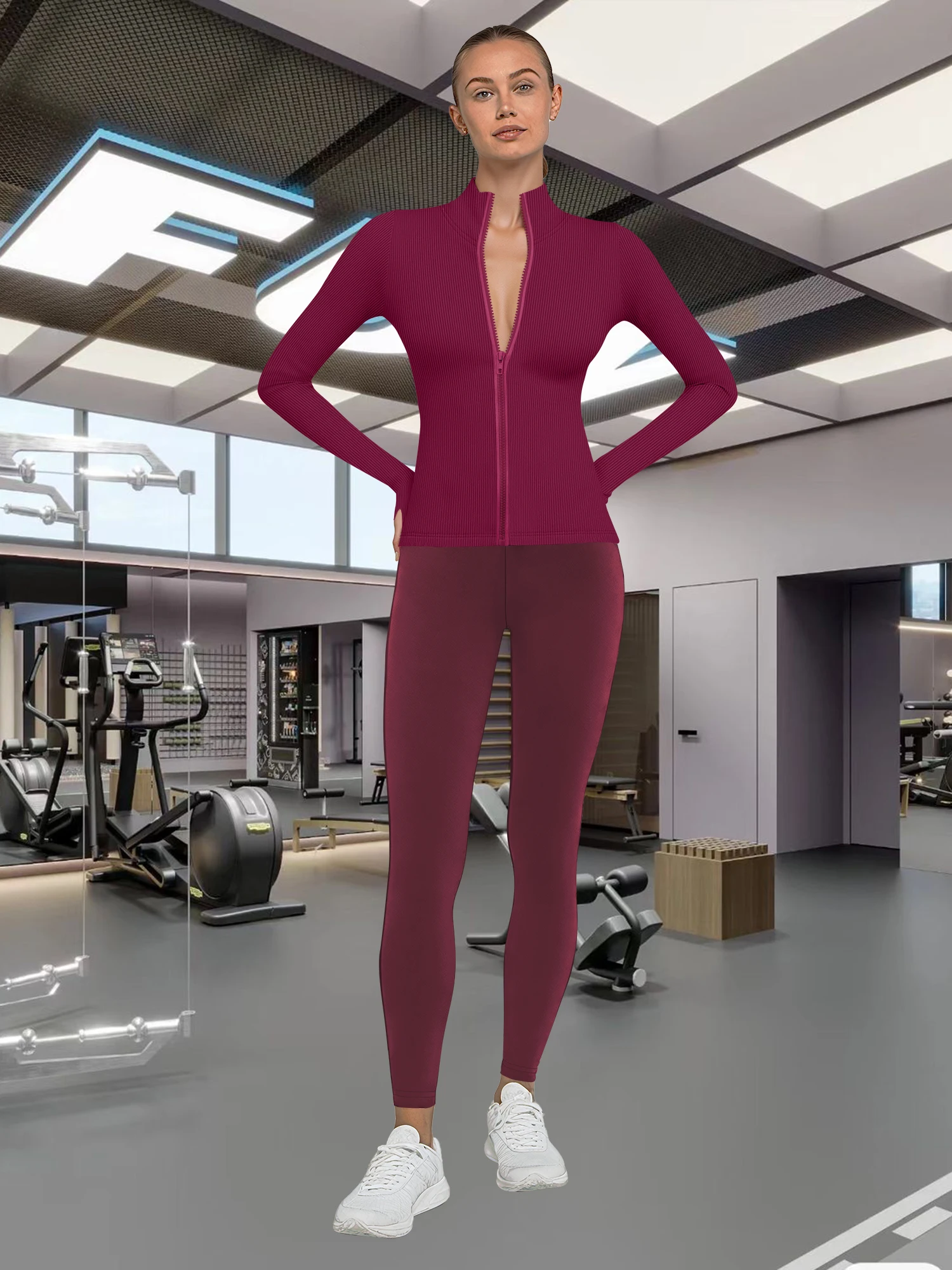conjunto-esportivo-respiravel-de-malha-2-pecas-top-de-manga-longa-com-ziper-completo-e-leggings-que-levantam-o-bumbum-roupa-modeladora-para-treino-feminino