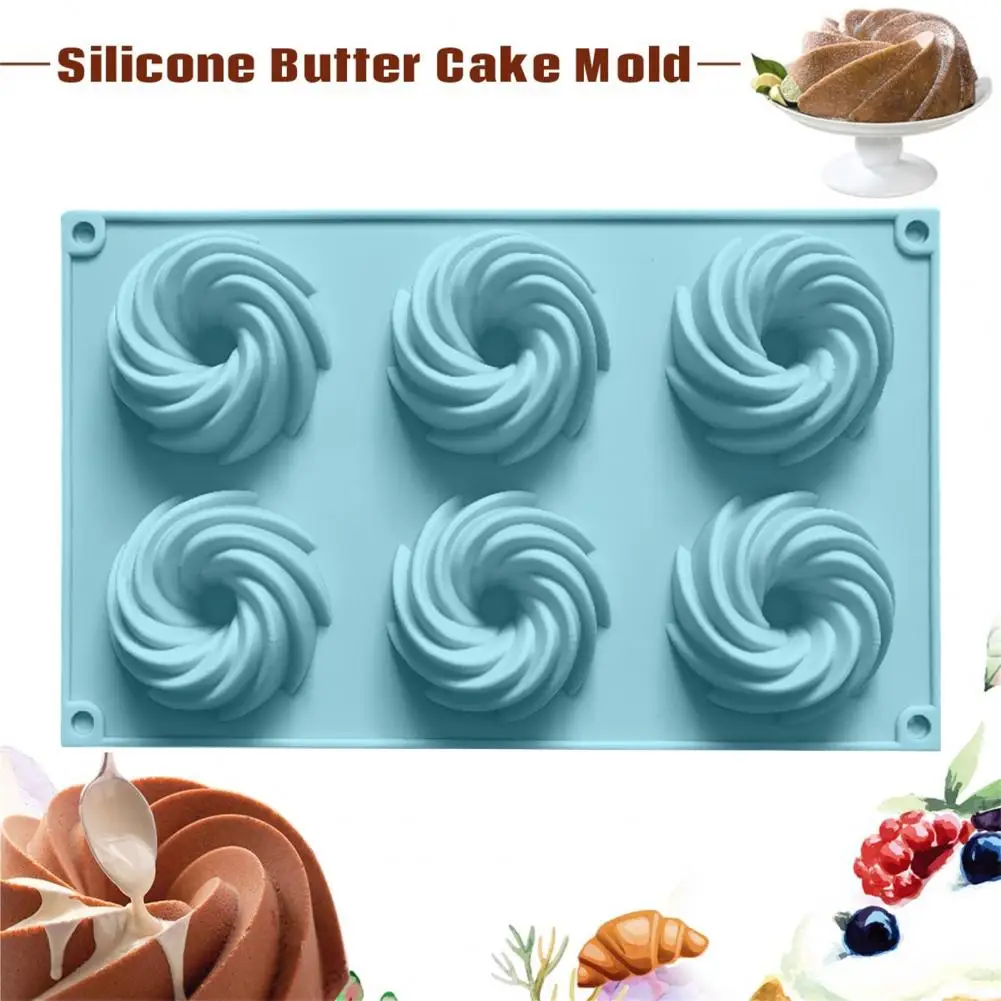 Cake Mold Non-deformable Cake Mold Versatile 6 Grids Silicone Baking Mold Non-stick Reusable Cupcakes Donuts Dessert for Home