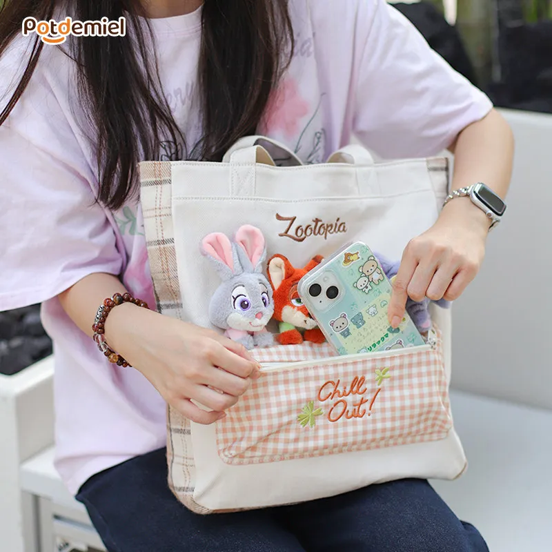 Potdemiel Official Disney Commuter Handbag Cartoon Large Capacity Single‑Shoulder Tote Bag Daily Accessory Present For Colleague