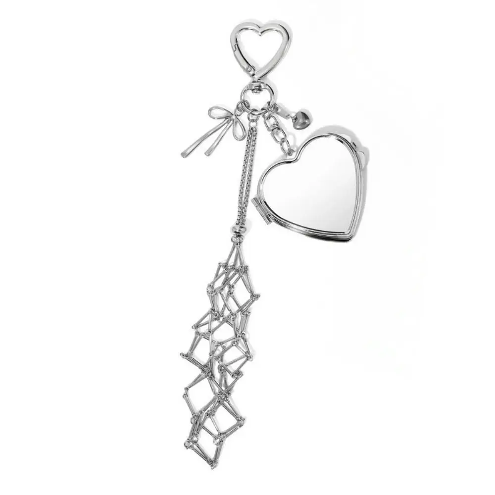 

Vintage Portable Metal Net Lipstick Bag Silver Mini Lip Balm Bag Keychain Y2K Universal Lipstick Cover Keychains Home