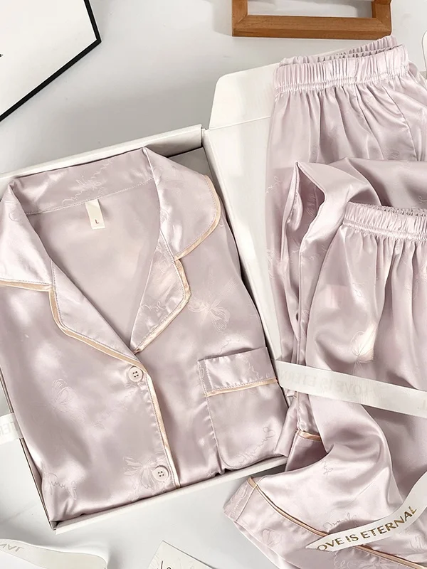 women's-ice-silk-sleepwear-three-piece-set-short-sleeve-cool-feeling-home-clothes-loose-fit-spring-summer-new-style-outfit