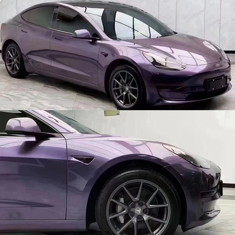 

Highest Quality PET Glossy Grey Violet Vinyl Film Car Wrap Roll Foil Air-release Adhesive Decal