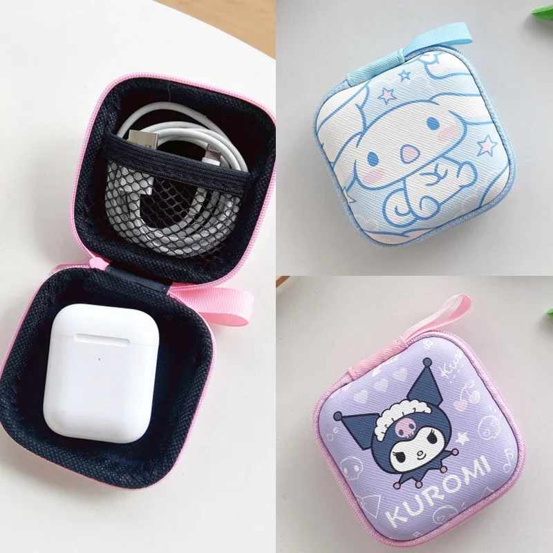 Hello Kitty Kuromi Earphone Bag Mini Portable Coin Purse Headphone USB Cable Case Storage Box Earphone Wallet Carrying Pouch Bag